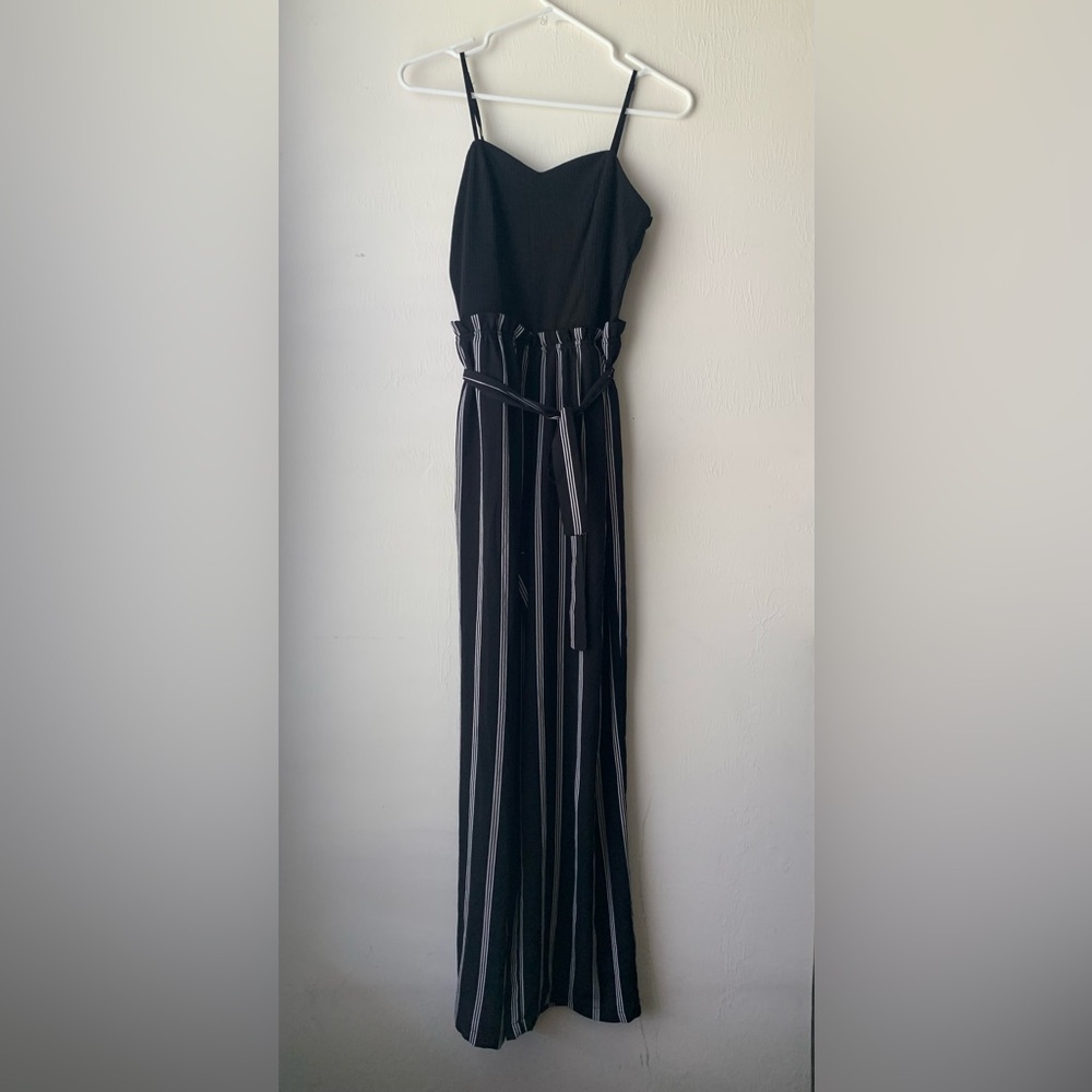 Emerald Sundae Black and White Romper Spaghetti strapped